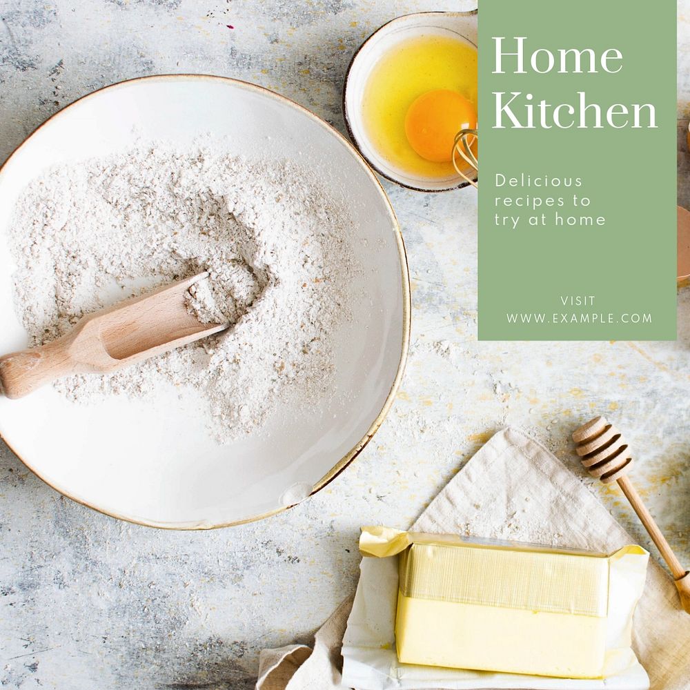 Home kitchen design   Instagram post template, editable text