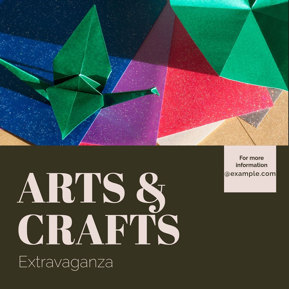 Arts & crafts event  Instagram post template, editable text