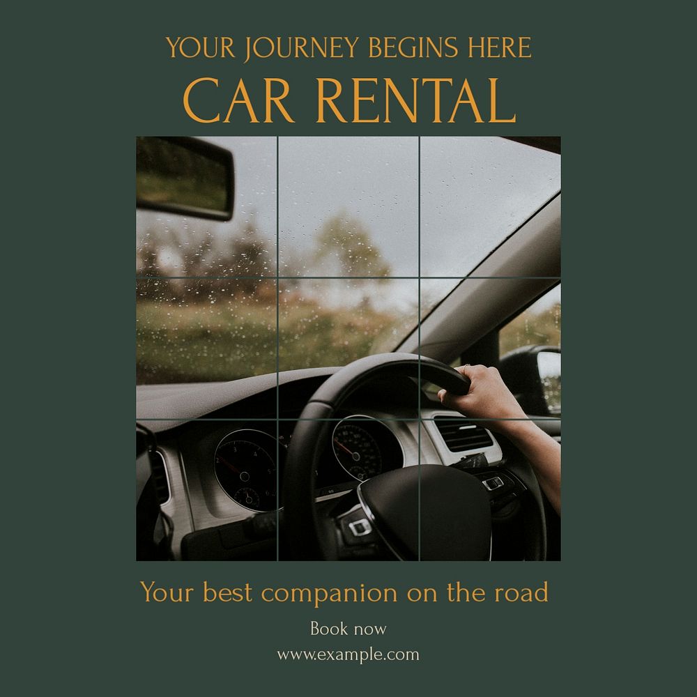 Car rental  Instagram post template, editable text