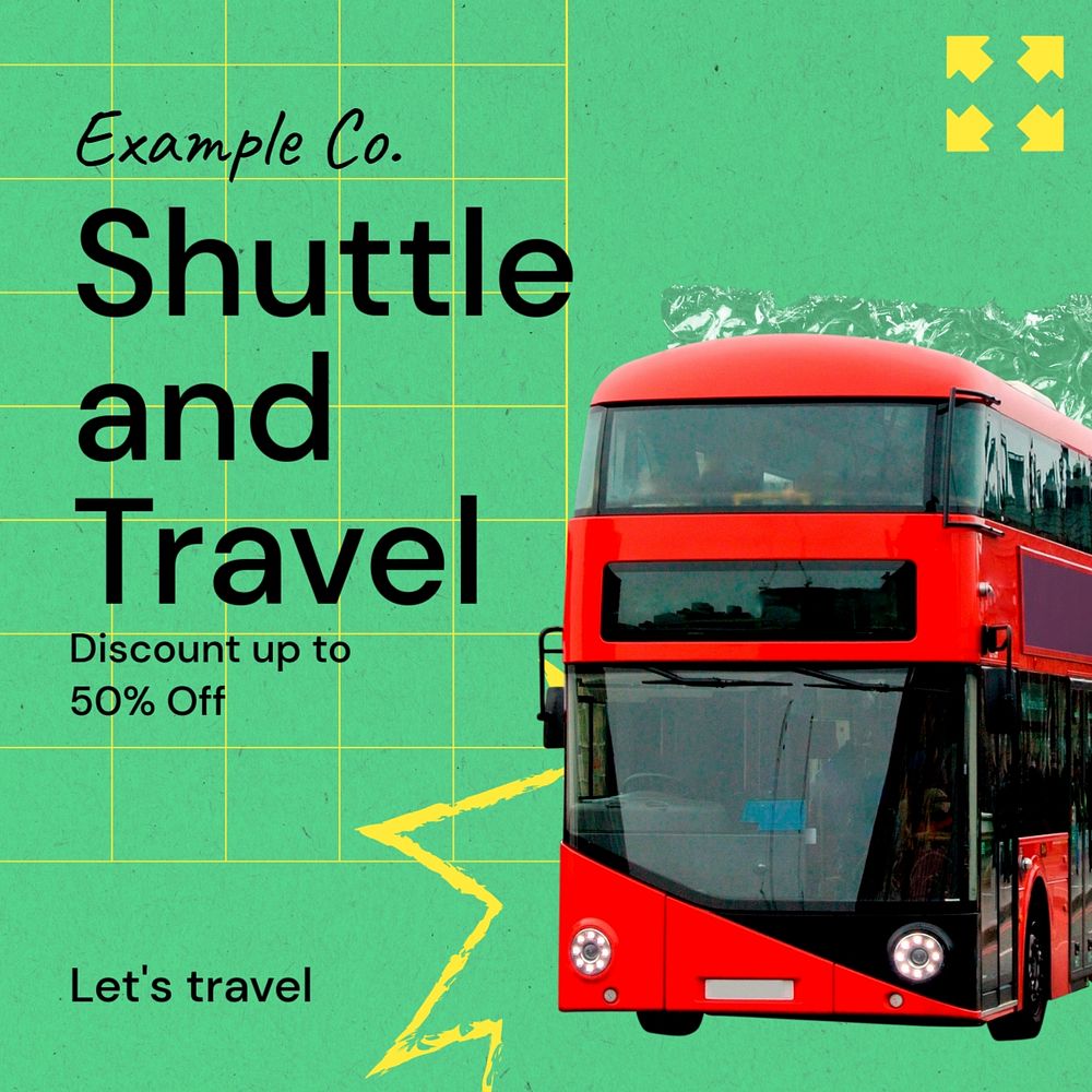 Shuttle service  Instagram post template, editable text