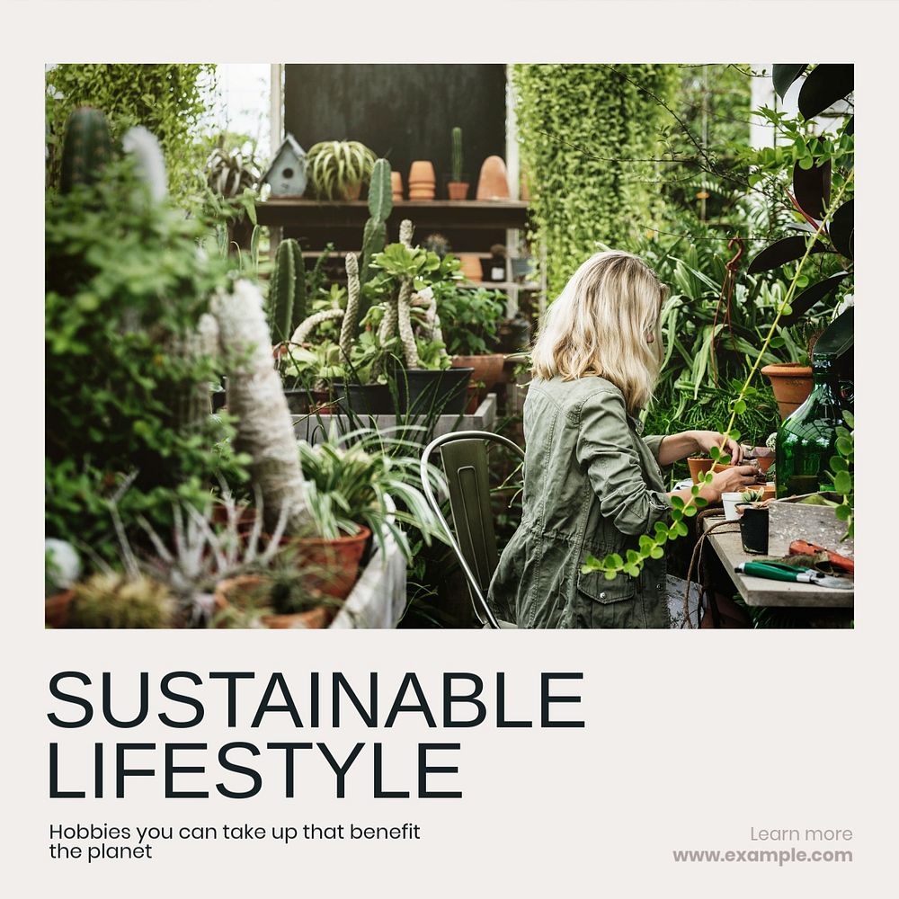 Sustainable lifestyle  Instagram post template, editable text