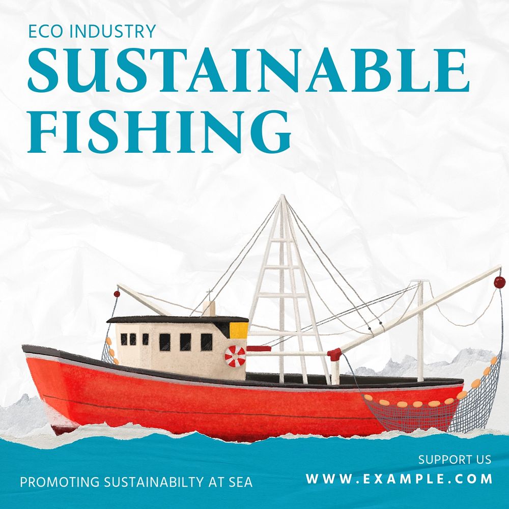 Sustainable fishing Instagram post template, editable text