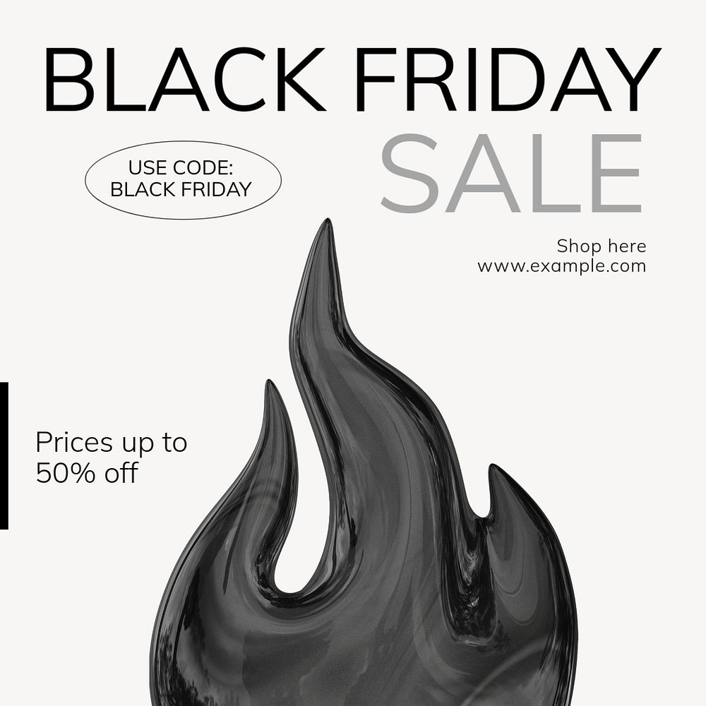 Black Friday sale Instagram post template, editable text