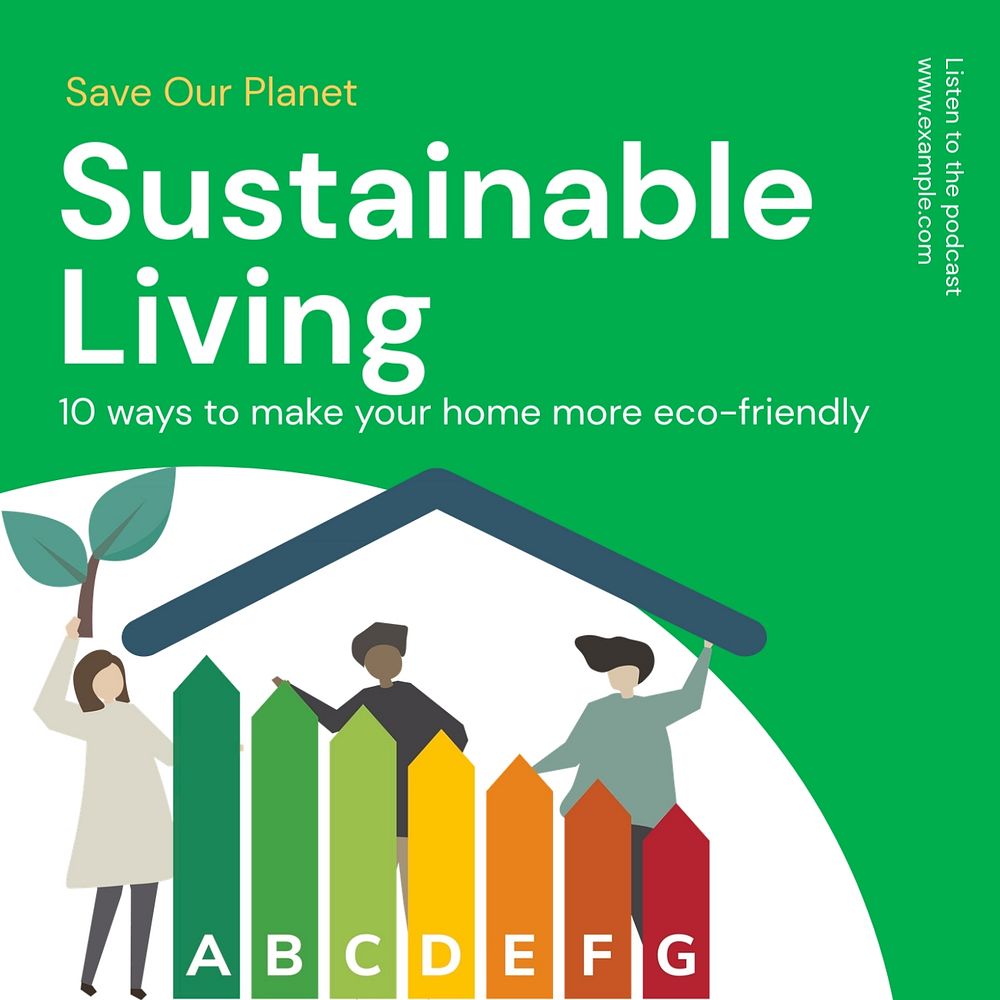 Sustainable living Instagram post template, editable text