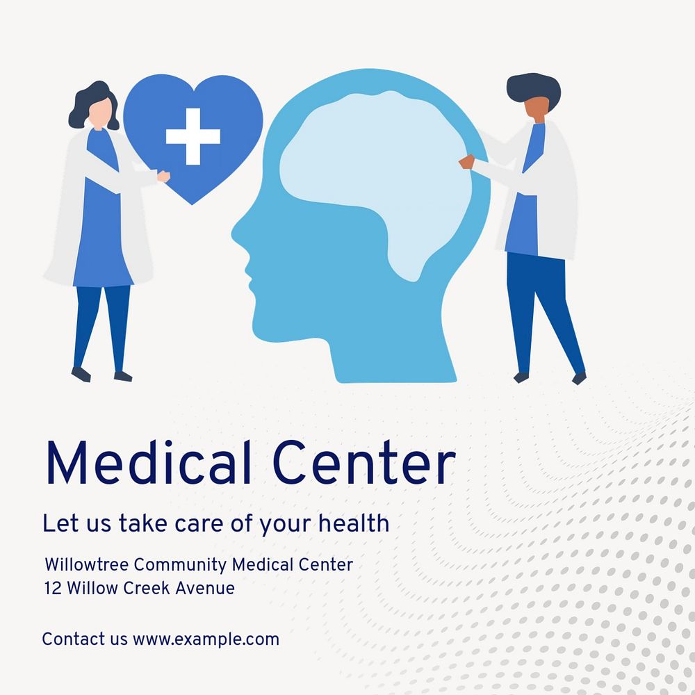 Medical center Instagram post template, editable text