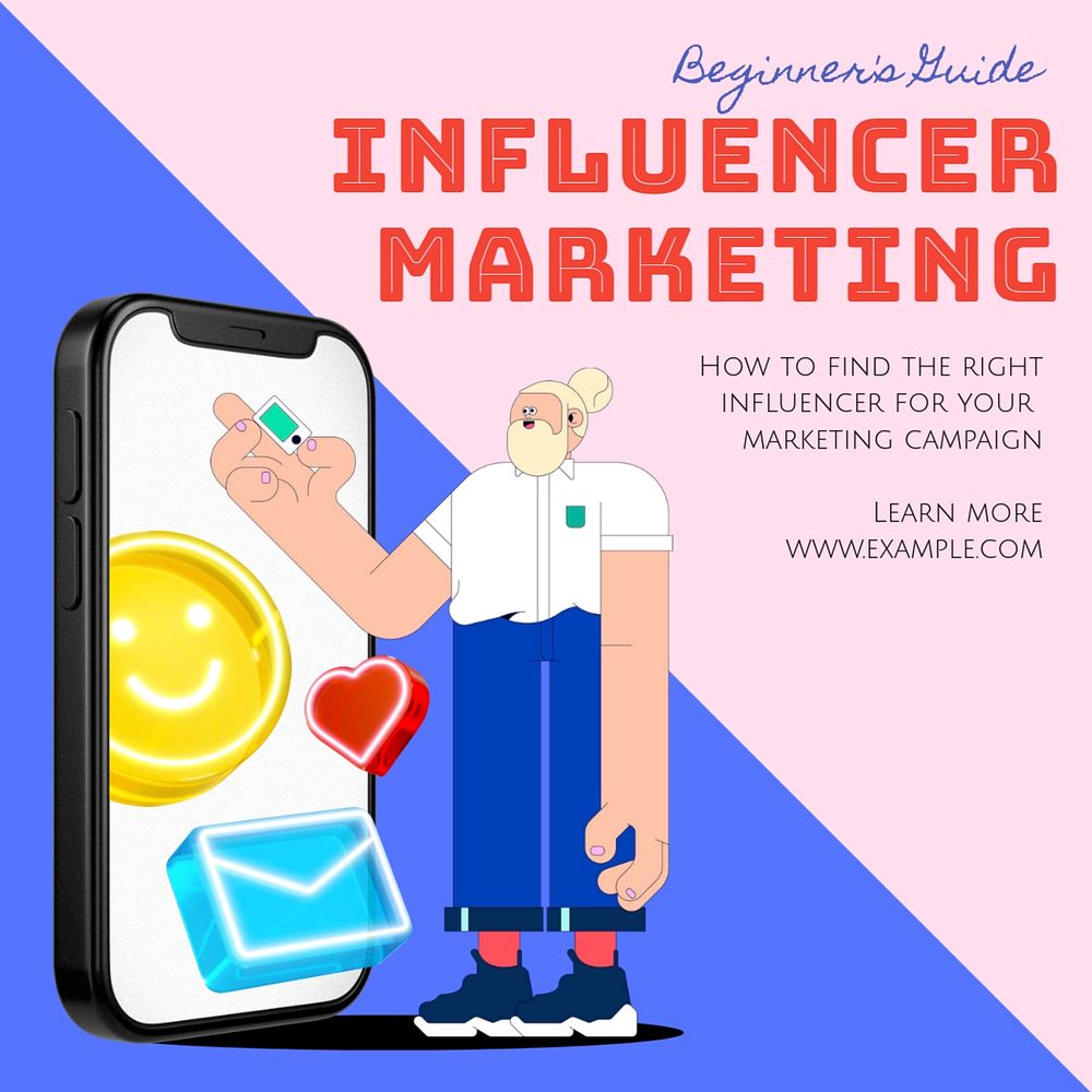 Influencer marketing Instagram post template, editable text