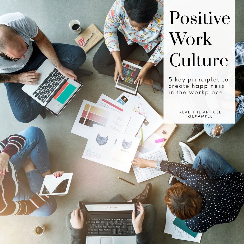 Positive work culture Instagram post template, editable text