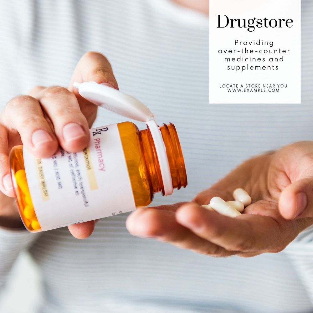 Drugstore Instagram post template, editable text