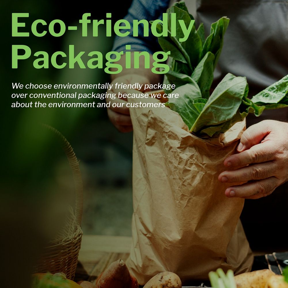 Eco-friendly packaging Instagram post template, editable text