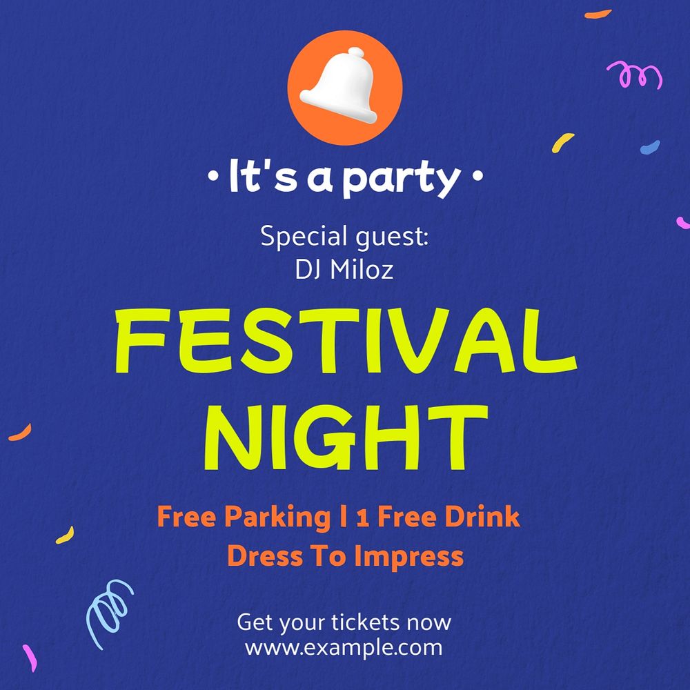 Festival night  Instagram post template, editable text