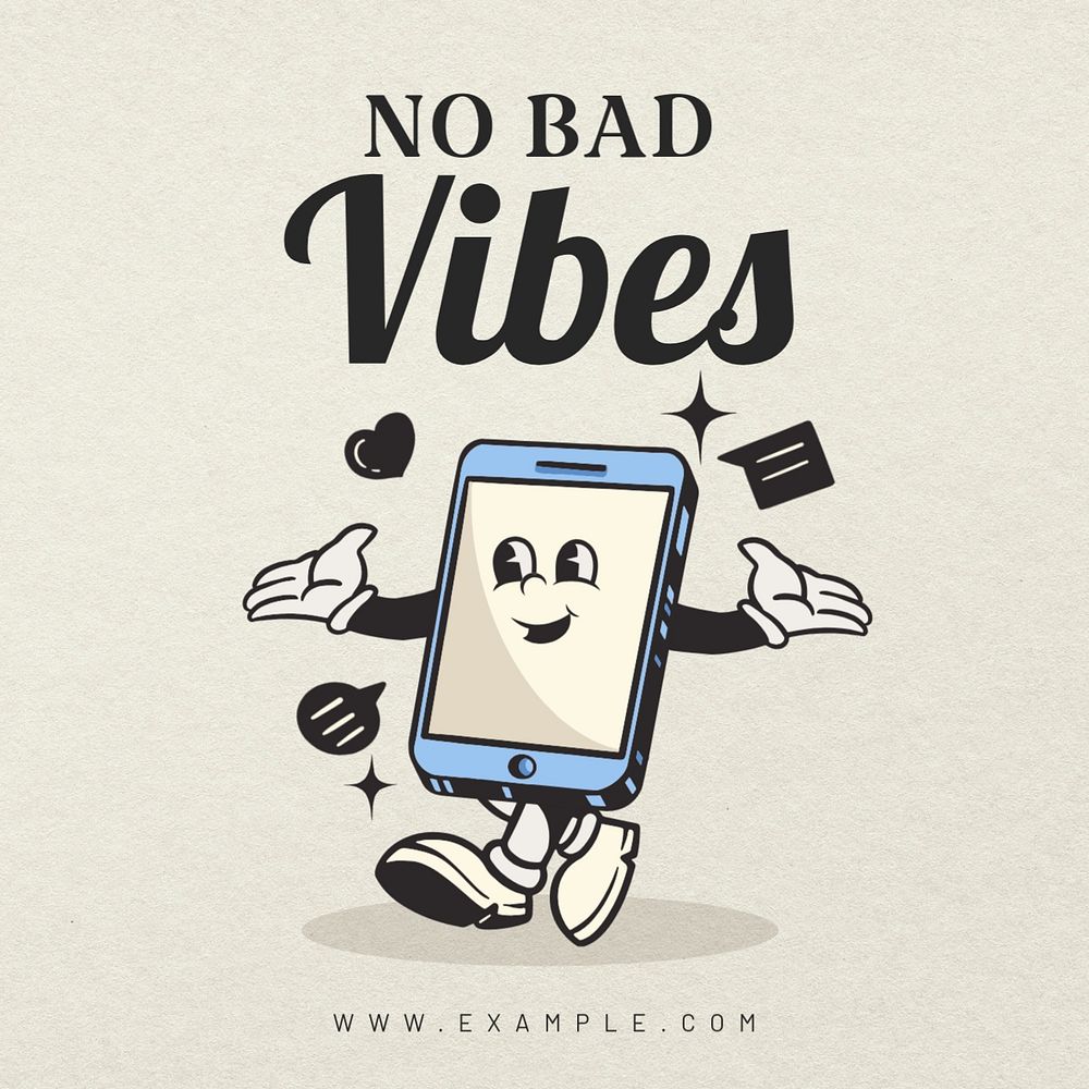 No bad vibes Instagram post template, editable text