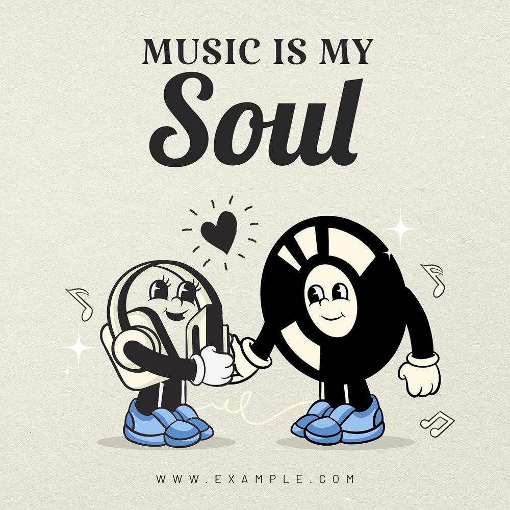 Music & soul quote Instagram post template, editable text