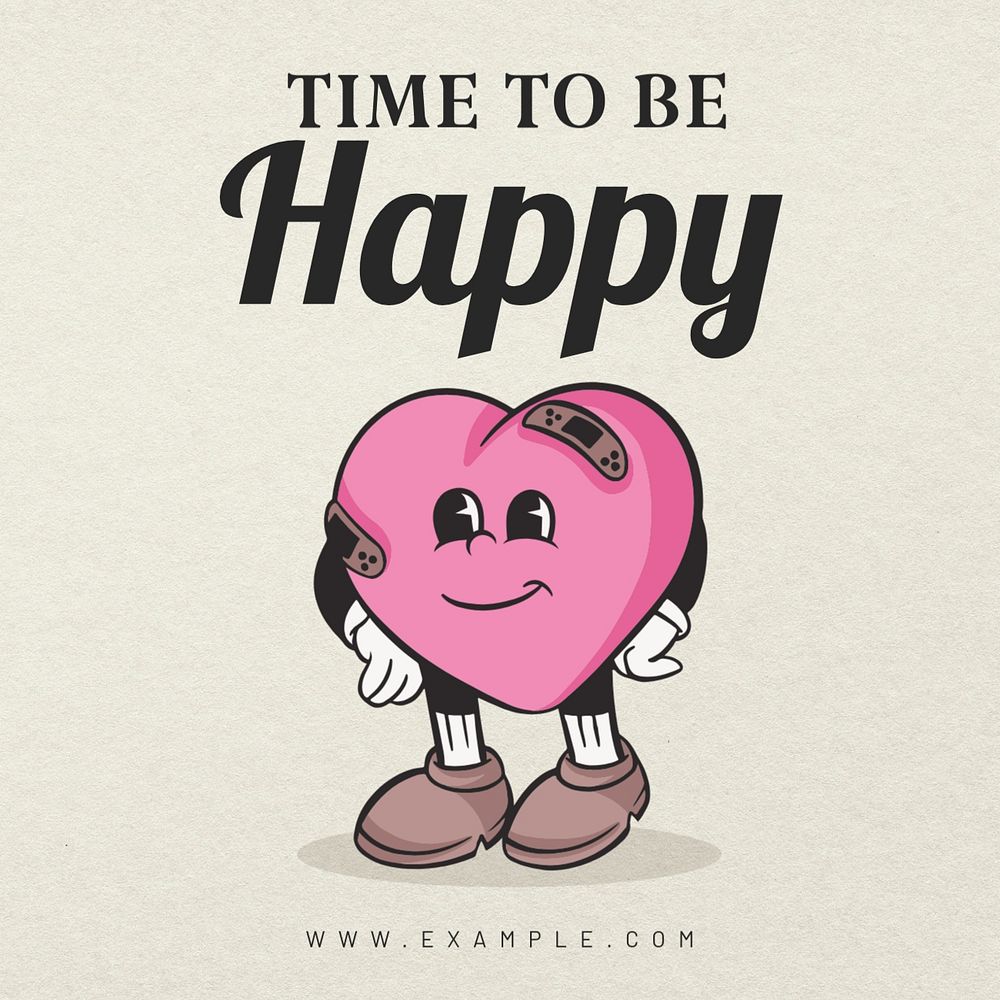 Time to be happy Instagram post template, editable text