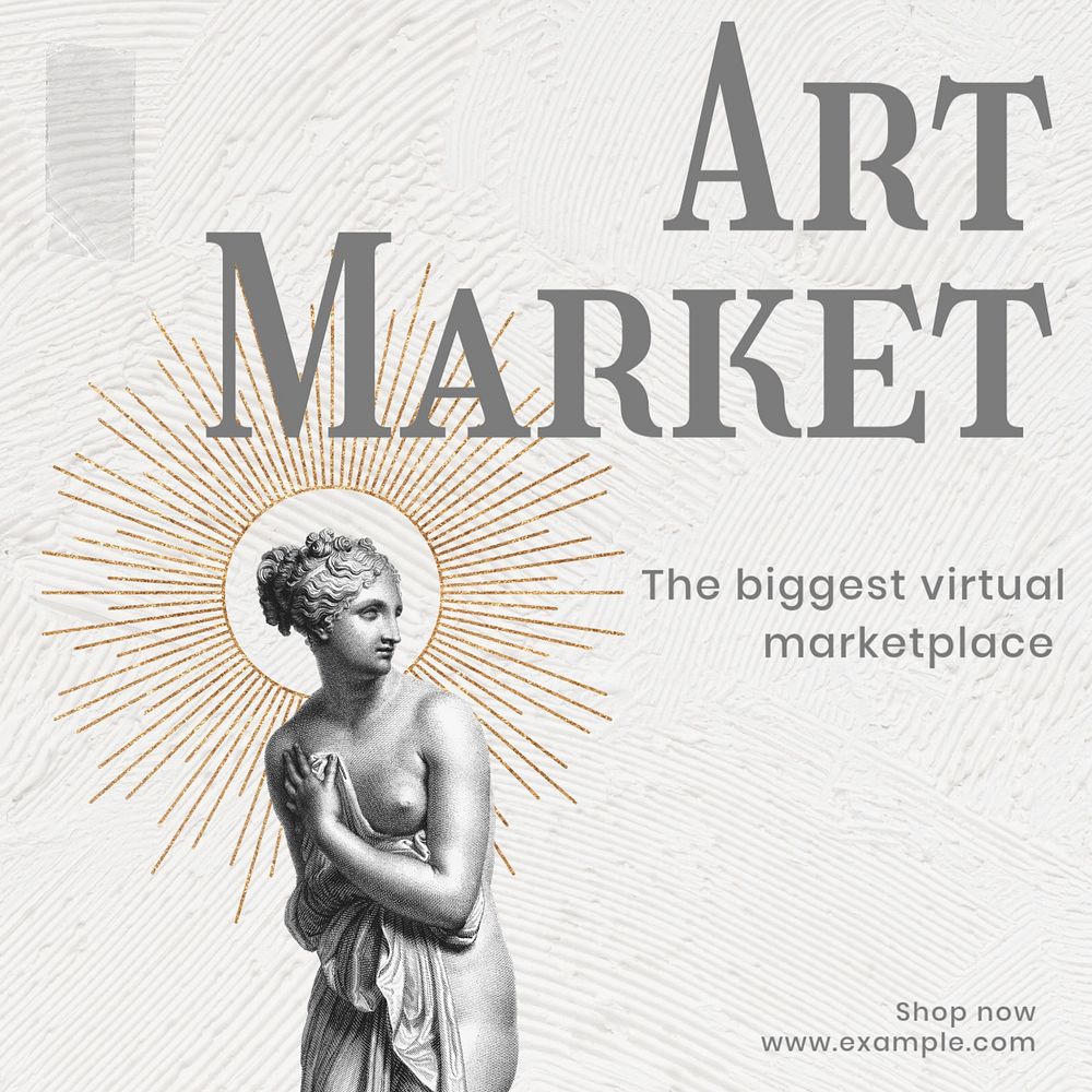 Art market Instagram post template, editable text