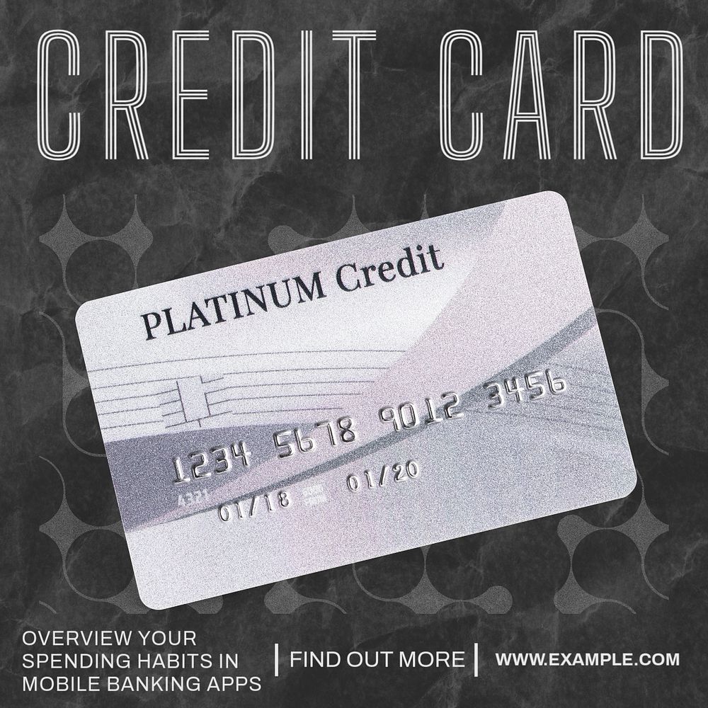 Credit card Instagram post template, editable text