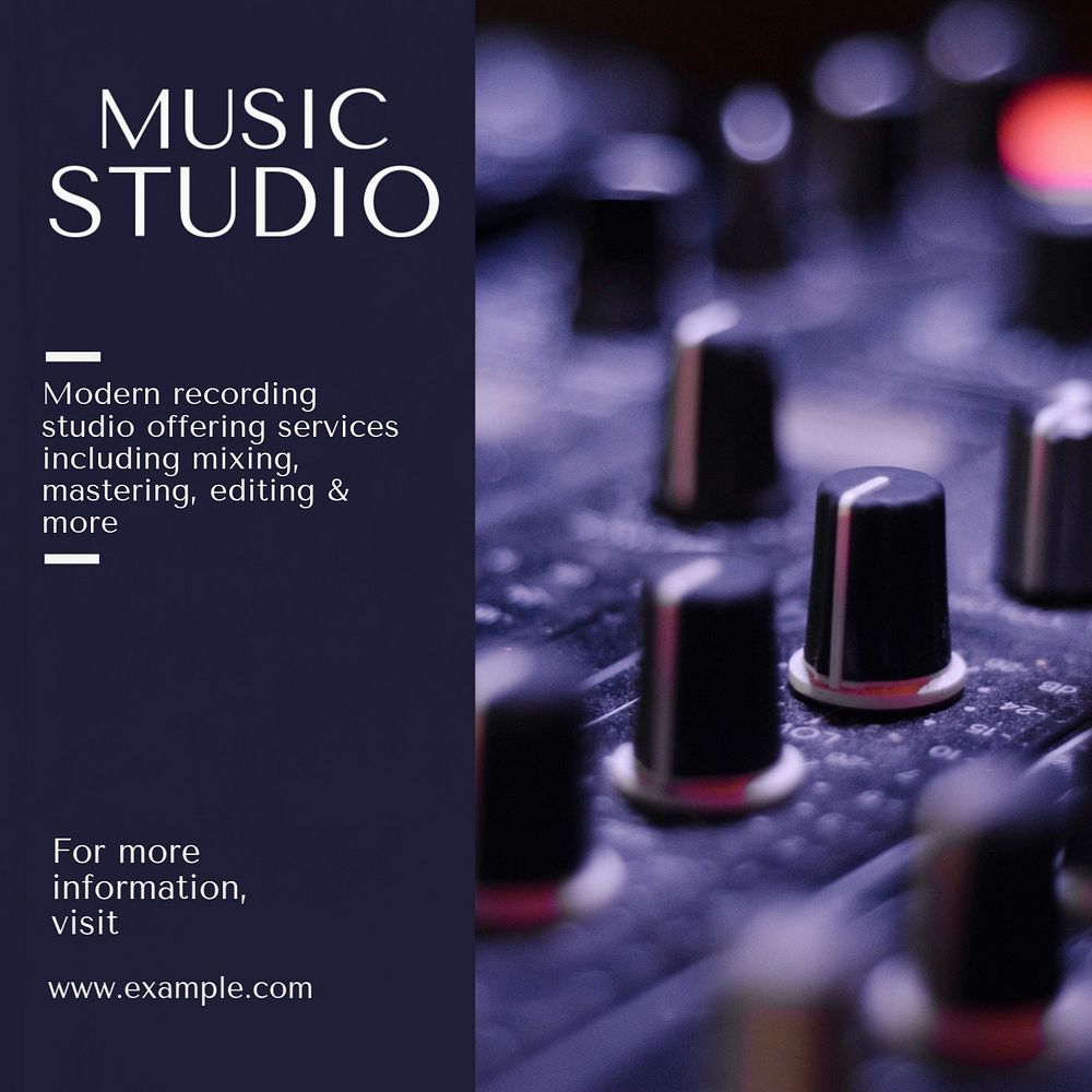 Music studio Instagram post template, editable text