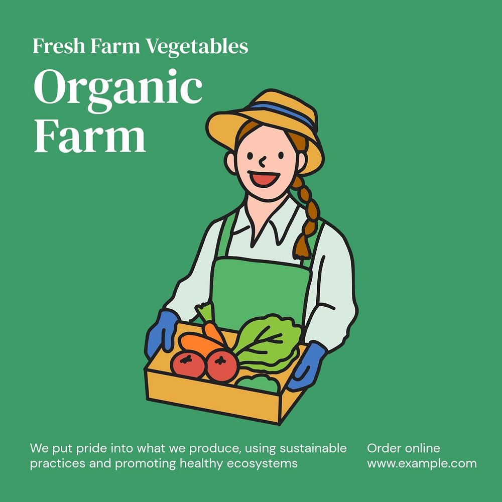 Organic farm Instagram post template, editable text