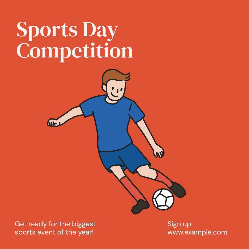 Sports day competition Instagram post template, editable text