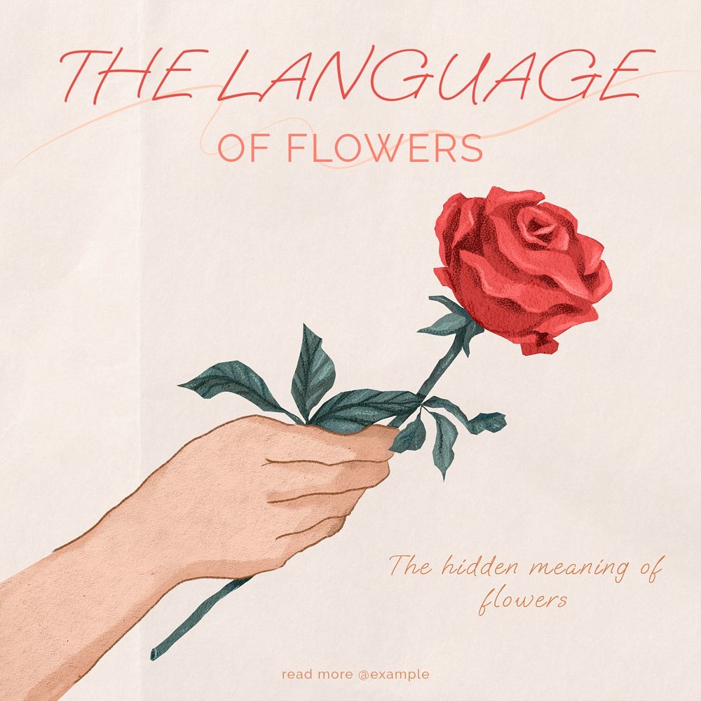 Flower language Instagram post template, editable text