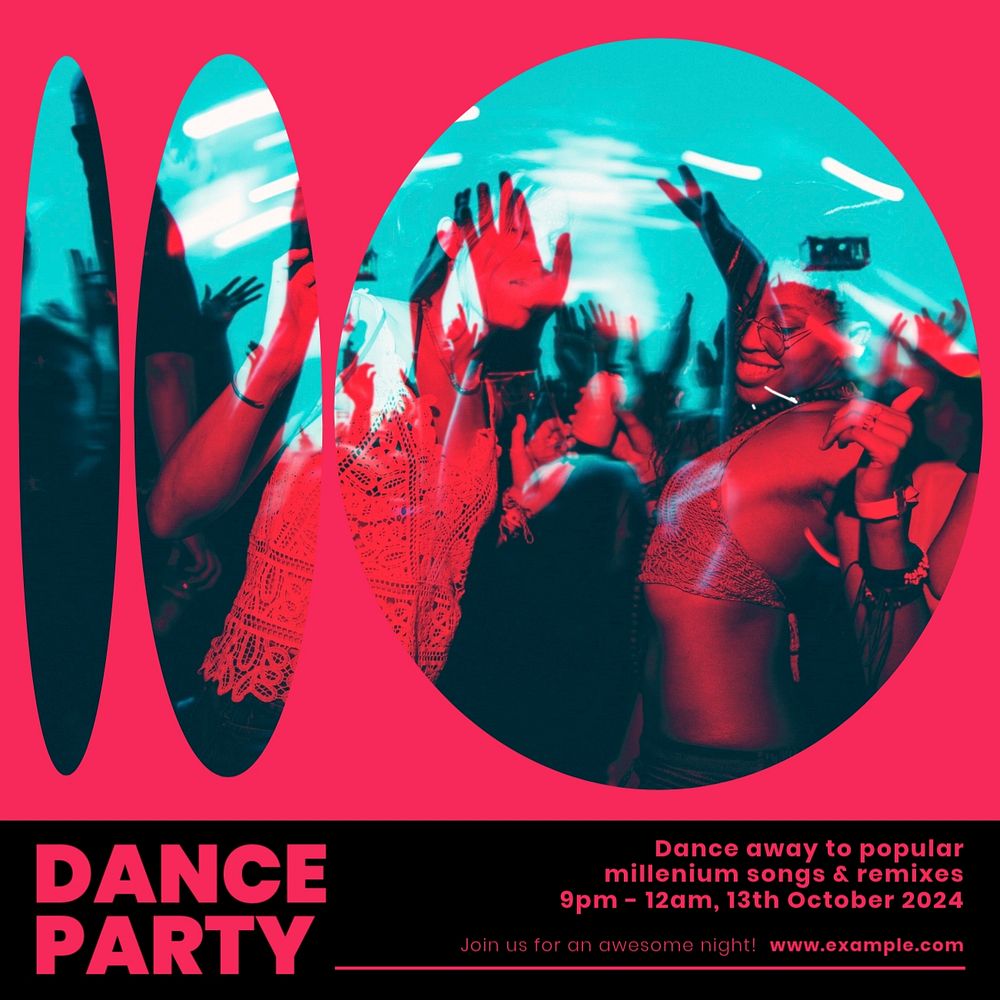 Dance party  Instagram post template, editable text