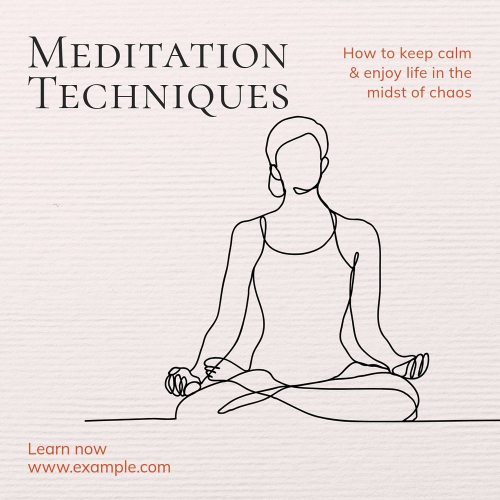 Meditation techniques Instagram post template, editable text