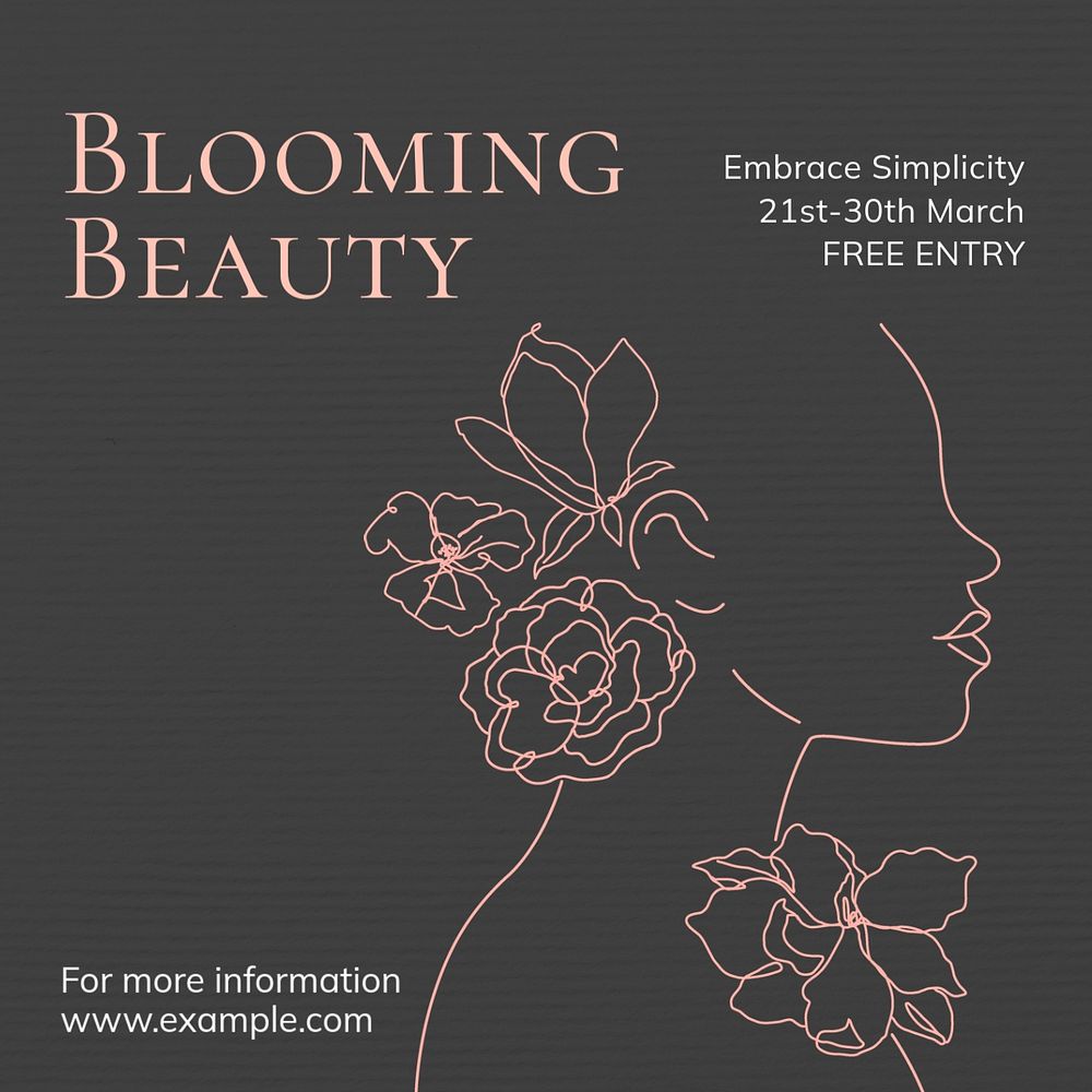 Blooming beauty Instagram post template, editable text