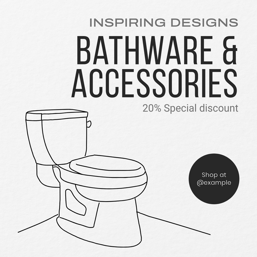 Bathware Instagram post template, editable text