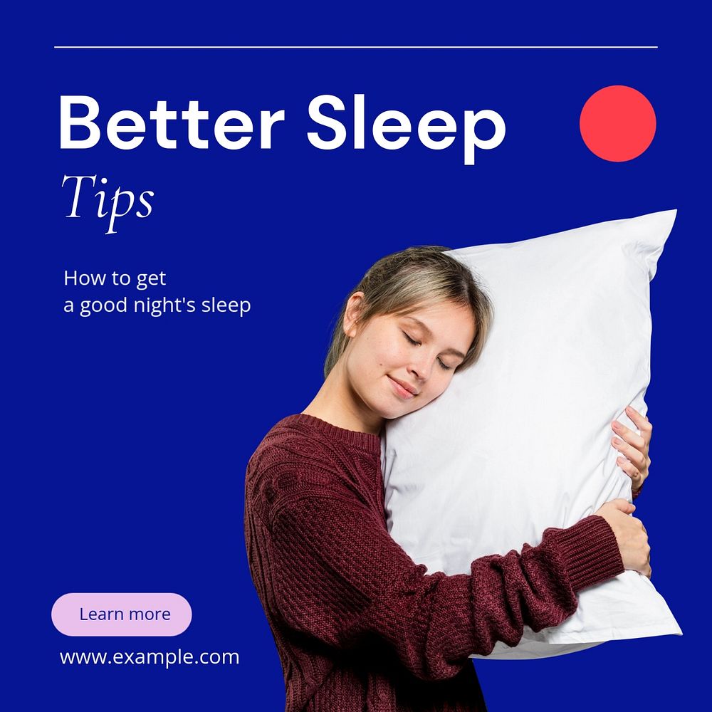 Better sleep tips Instagram post template, editable text