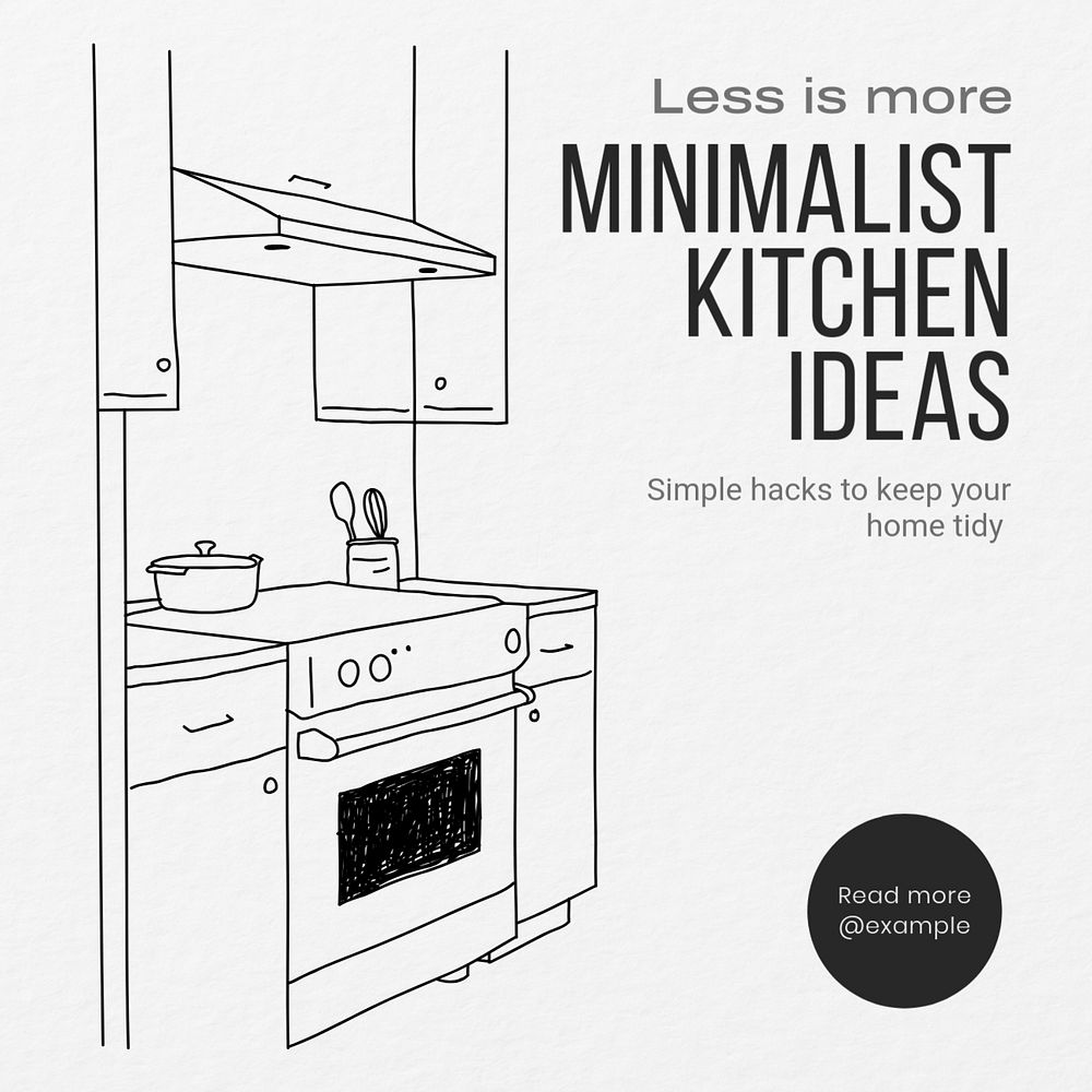 Kitchen interior Instagram post template, editable text