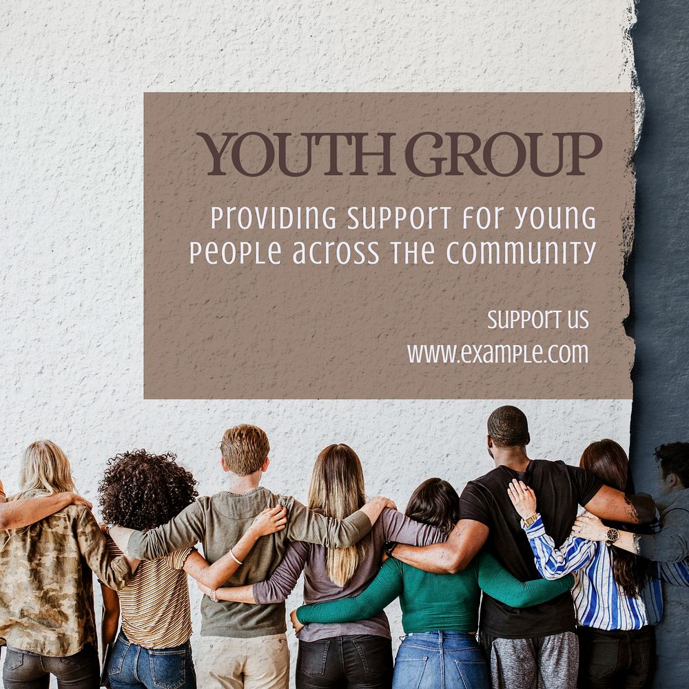 Youth group  Instagram post template, editable text