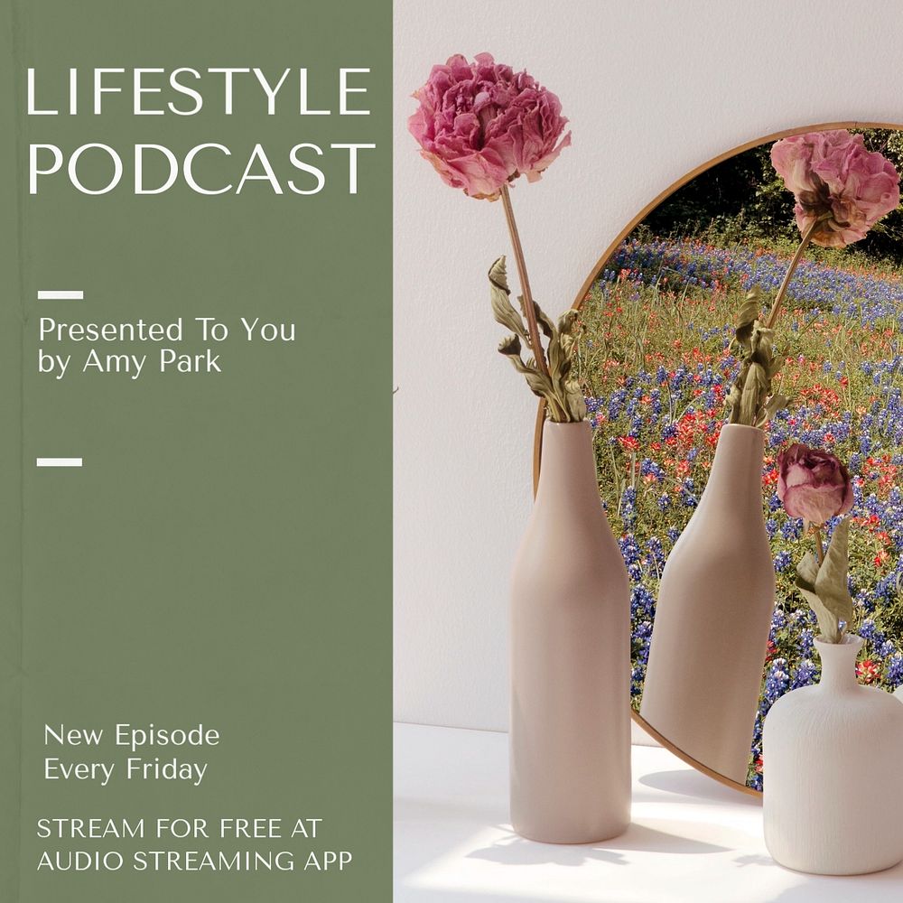 Lifestyle podcast  Instagram post template, editable text