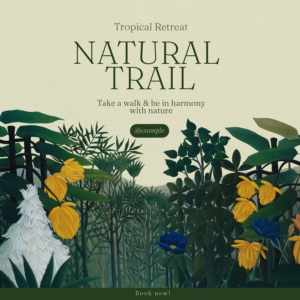 Natural trail Instagram post template, editable text