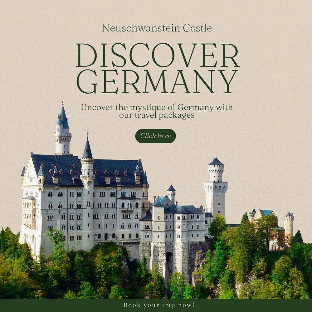 Discover Germany Instagram post template, editable text