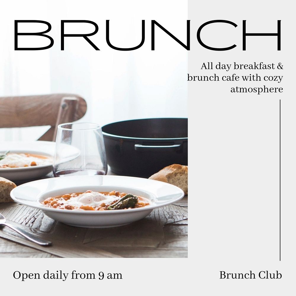 Brunch Instagram post template, editable text