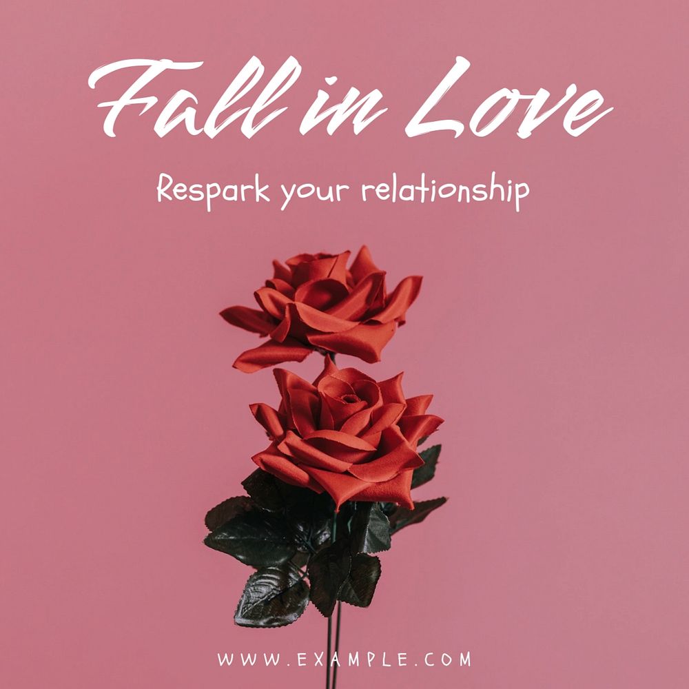 Fall in love Instagram post template, editable text