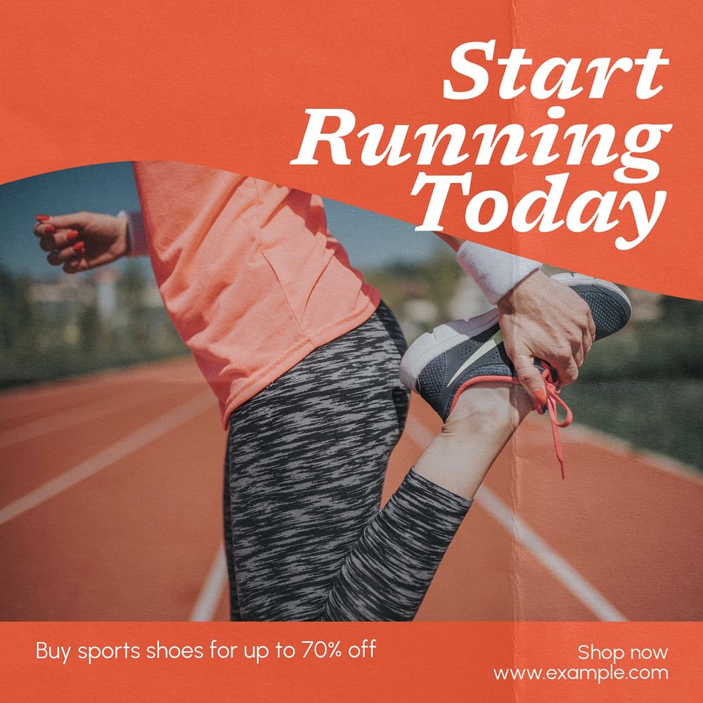 Start running today Instagram post template, editable text