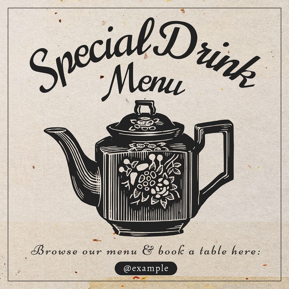 Special drink menu Instagram post template, editable text