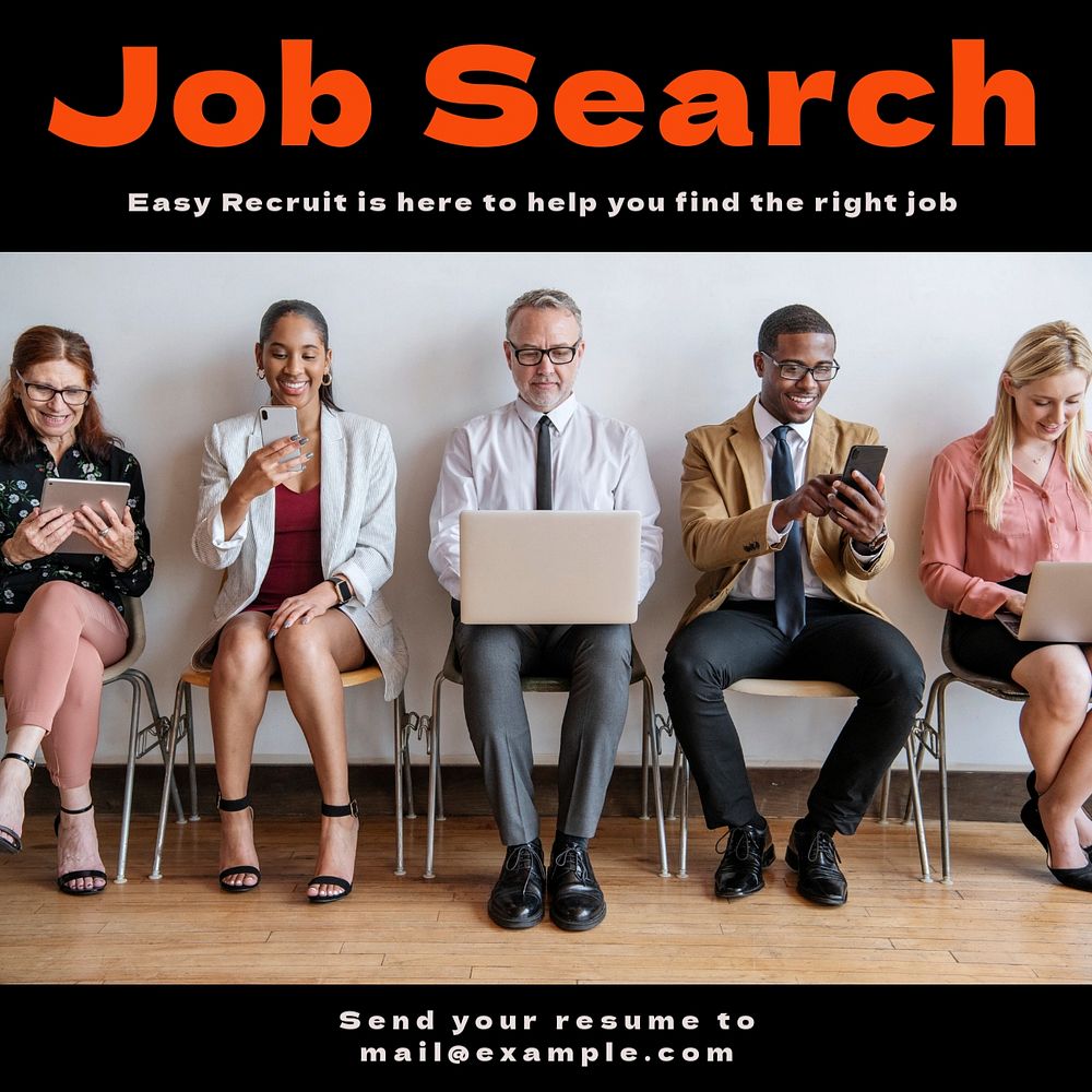 Job search Instagram post template, editable text