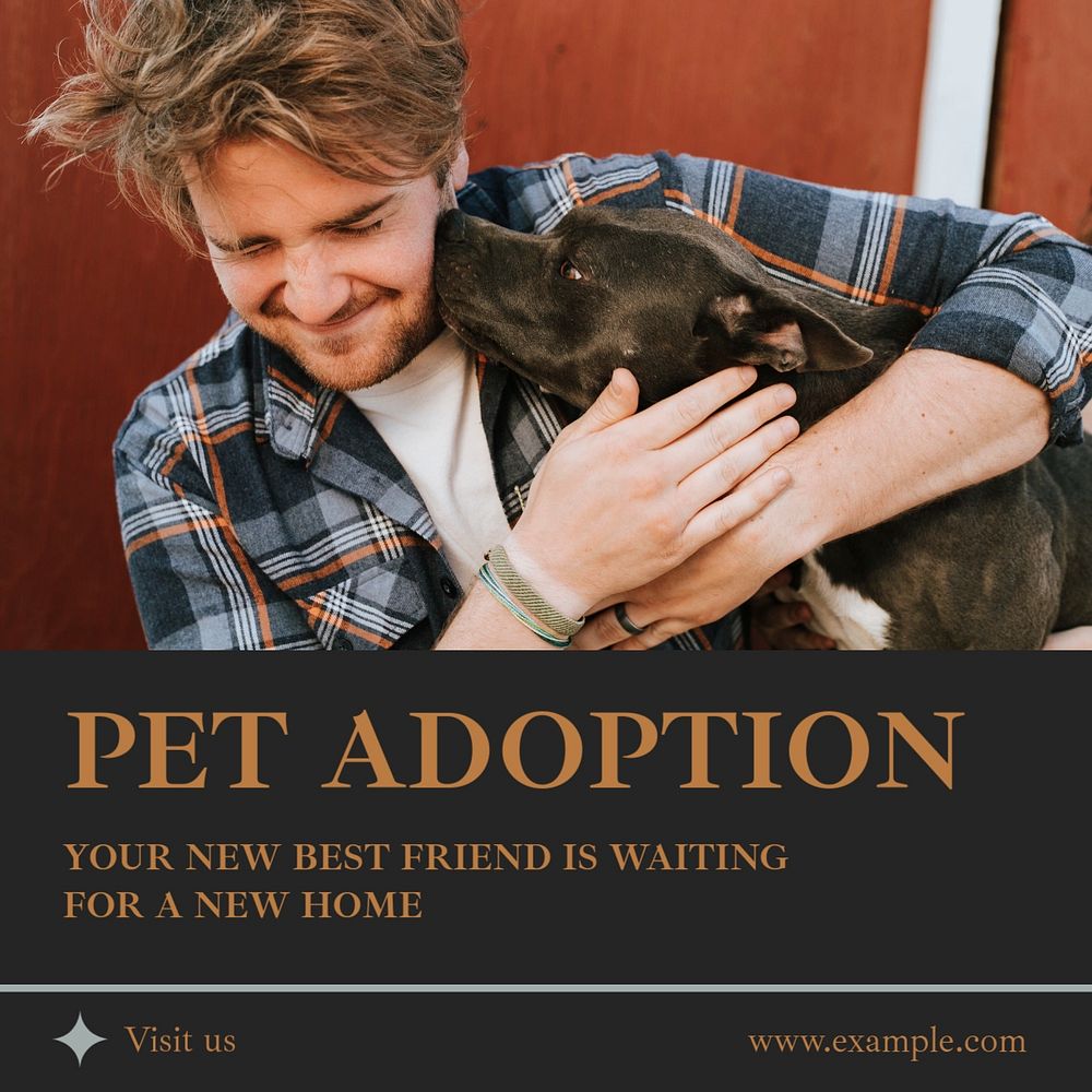 Pet adoption Instagram post template, editable text