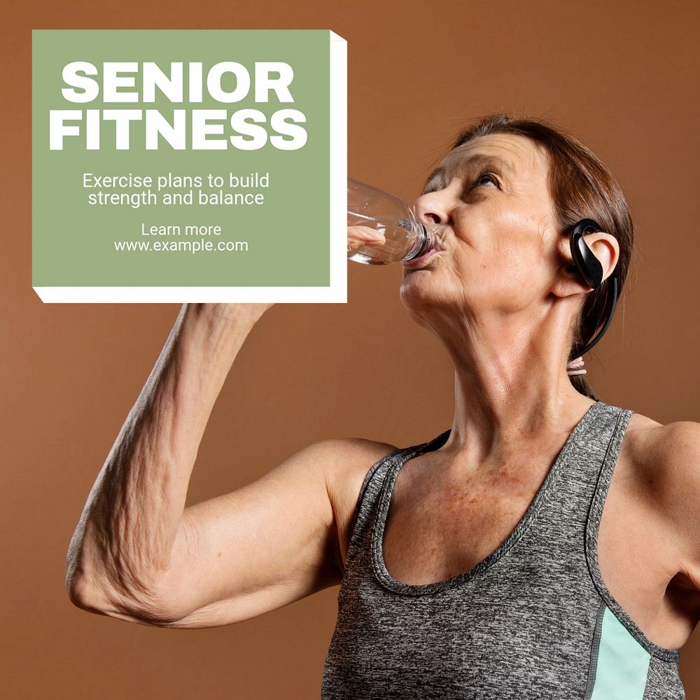 Senior fitness Instagram post template, editable text