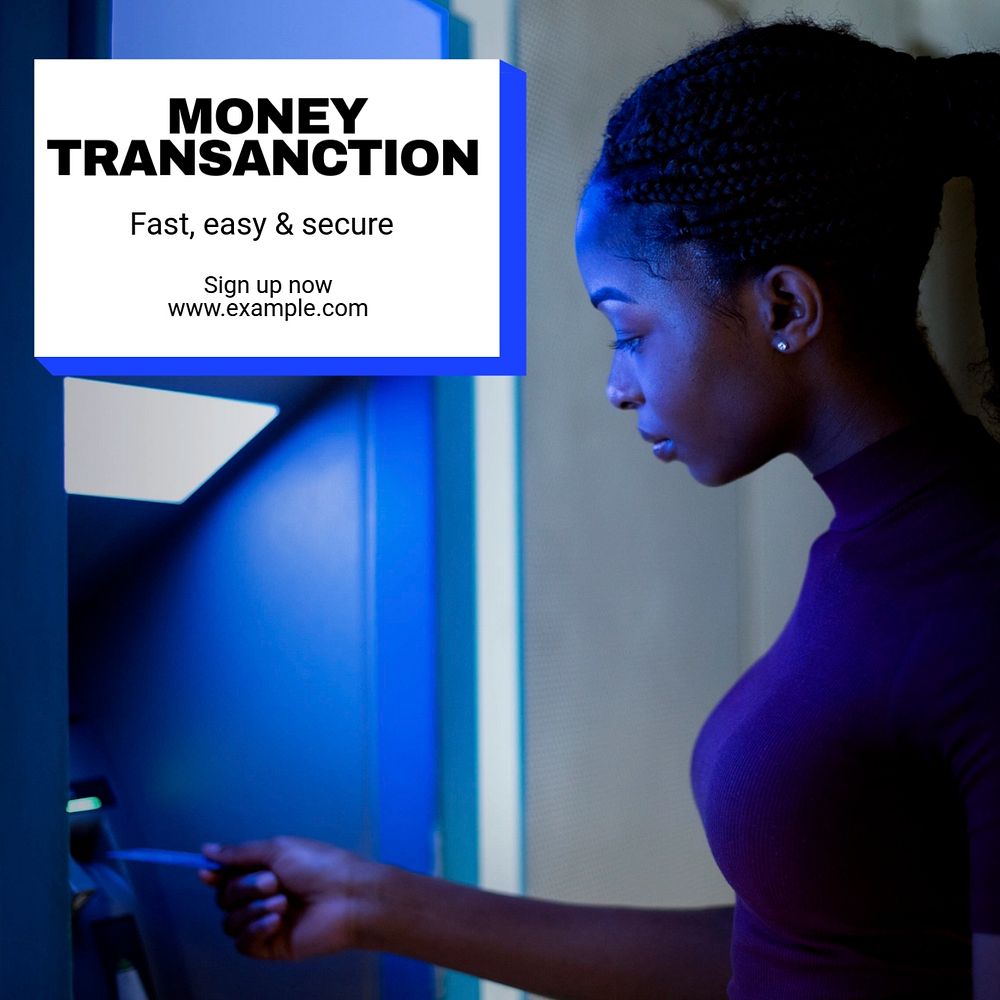 Money transfer Instagram post template, editable text