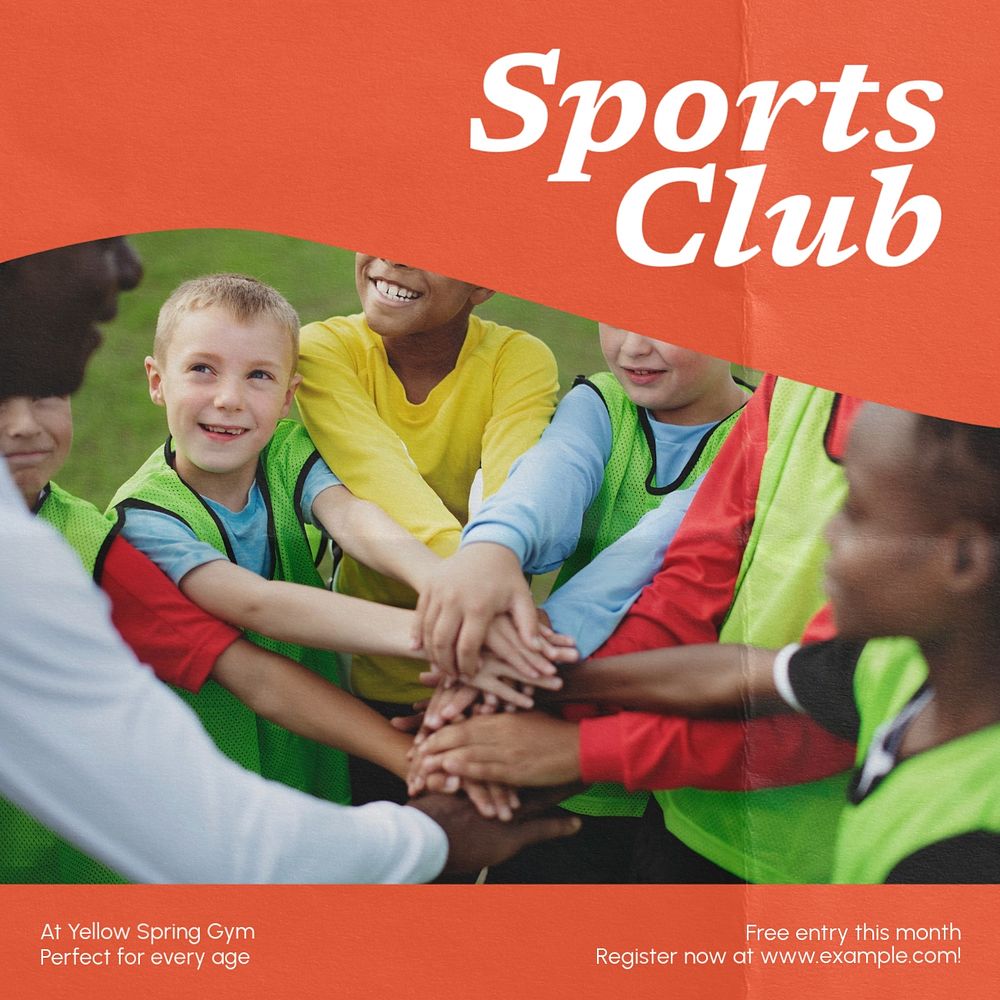 Sports club Instagram post template, editable text