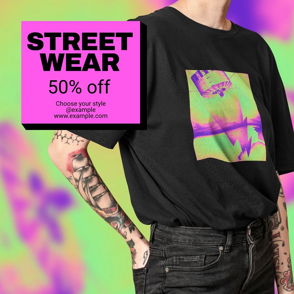 Streetwear sale Instagram post template, editable text