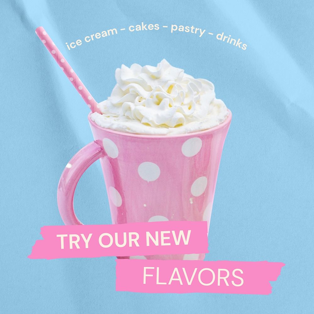 New flavors Instagram post template, editable text