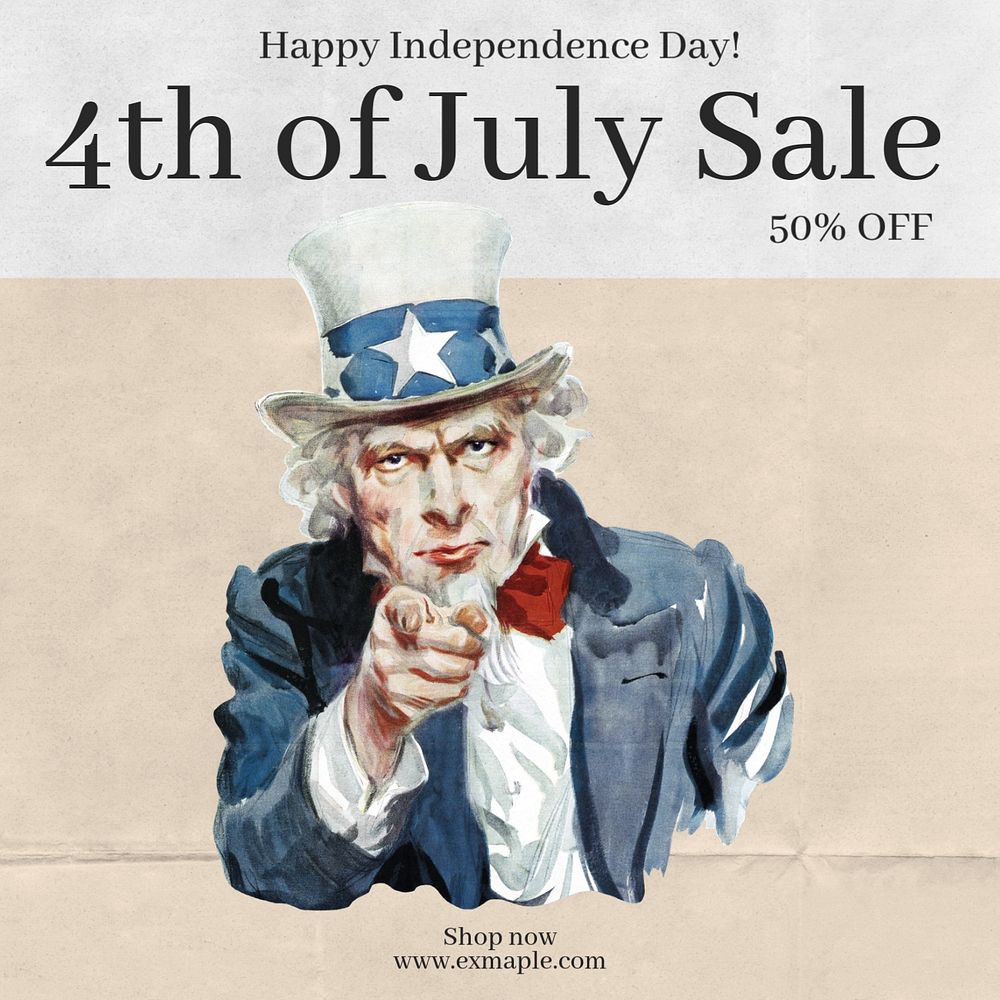 4th of July sale Instagram post template, editable text