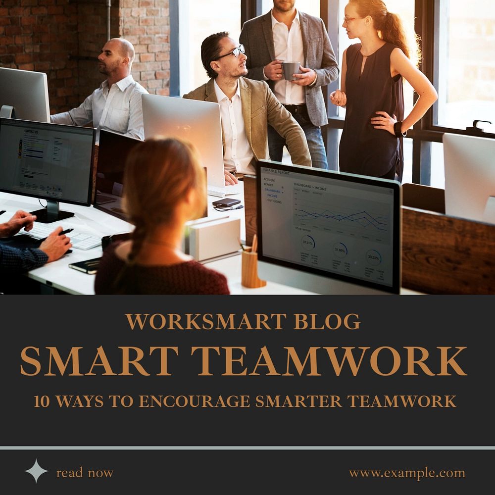 Smart teamwork Instagram post template, editable text