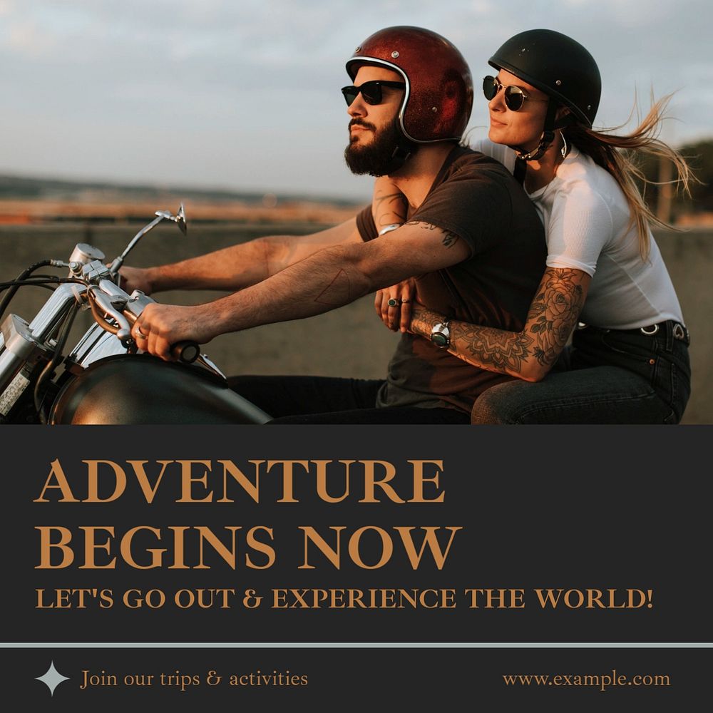 Adventure & travel Instagram post template, editable text