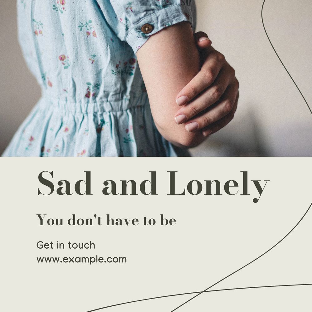 Sad and lonely Instagram post template, editable text