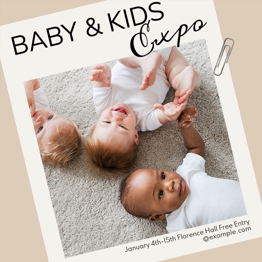 Baby & kids expo Instagram post template, editable text