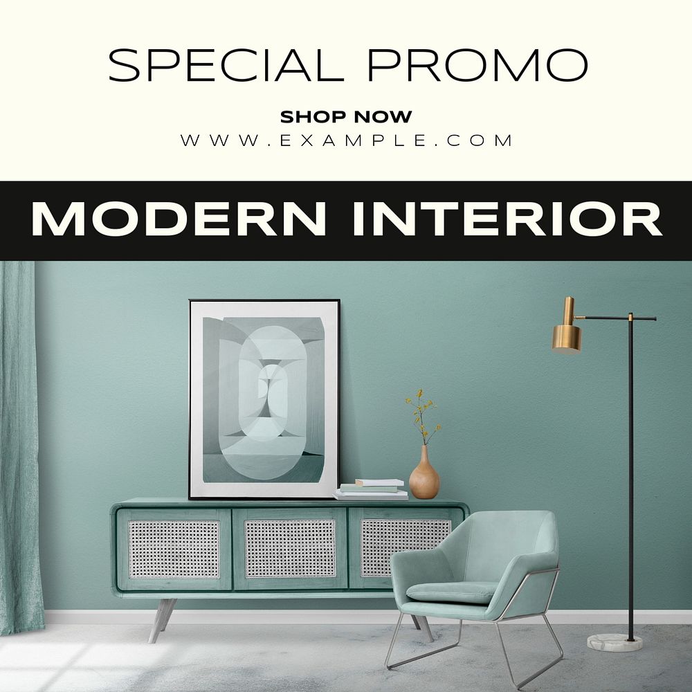 Modern interior Instagram post template, editable text